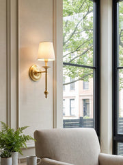 Rowan Fabric Shade Wall Sconce in Antique Copper - Vintage Luxury Light for Interiors